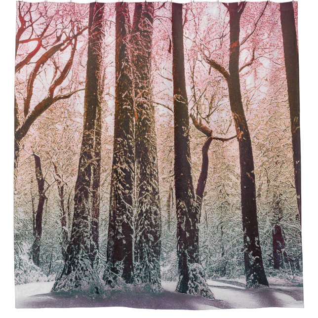 CORTINA PARA BOX  FLORESTA DE NEVE NATUREZA (Frente)