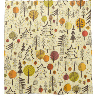 Cortina Para Box Floresta de outono: Padrão Gráfico Invisível.