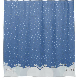 Cortina Para Box Floresta pacífica de inverno com neve e flocos de