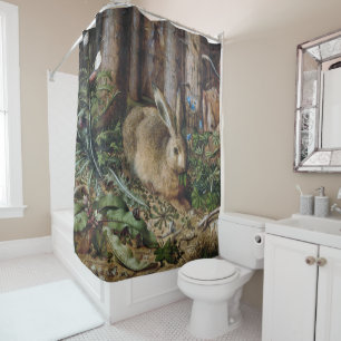 Cortina Para Box Floresta Vintage Hare Natureza Escura Cottagecore