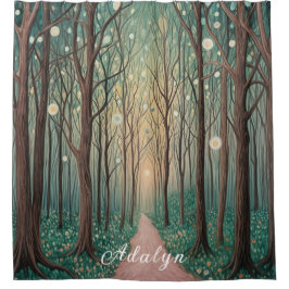 Cortina Para Box Florestas Phantoms: Luzes Flutuantes na Madeira No