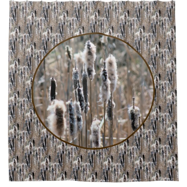 Cortina Para Box Fluffy Cattails Nature Pattern  (Frente)