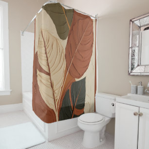 Cortina Para Box Fluxo sem costura   Earthy Leaf Abstrato