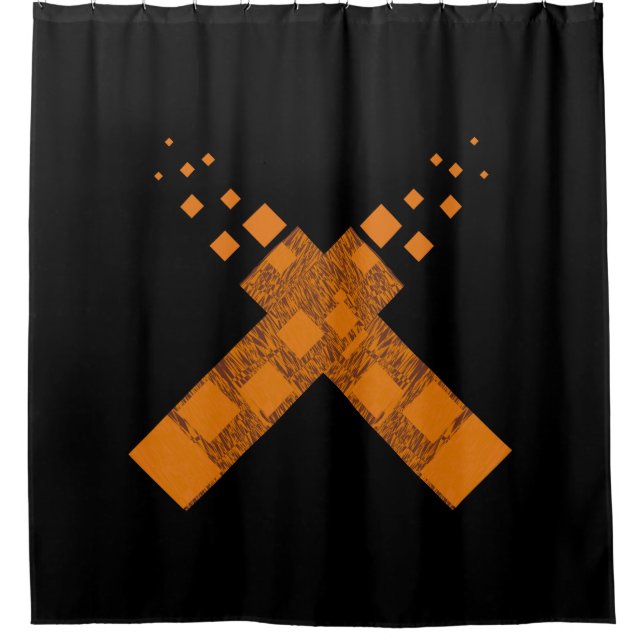 Cortina Para Box Fogo Gótico Ritual do Culto Cruzado Laranja Negro (Frente)