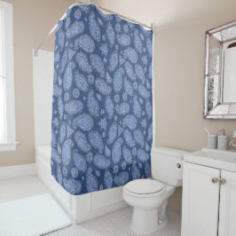 Cortina Para Box Folha azul desbotada Denim Paisley