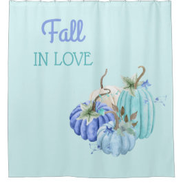 Cortina Para Box Folha Azul-Teal Turquoise Pumpkin outono