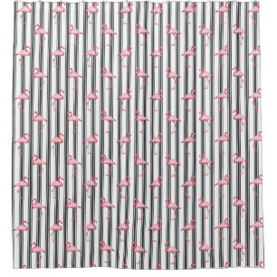 Cortina Para Box Folha de Flamingo Rosa Ilustração de Padrão Tropic