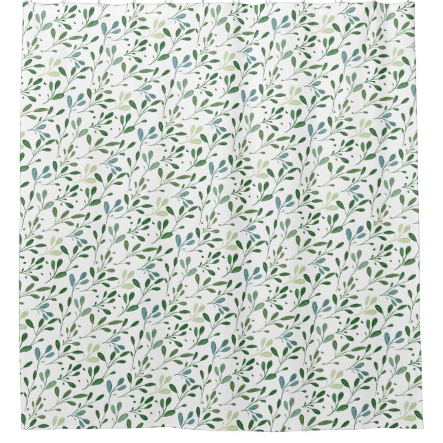Cortina Para Box Folhas com padrão verde (Frente)