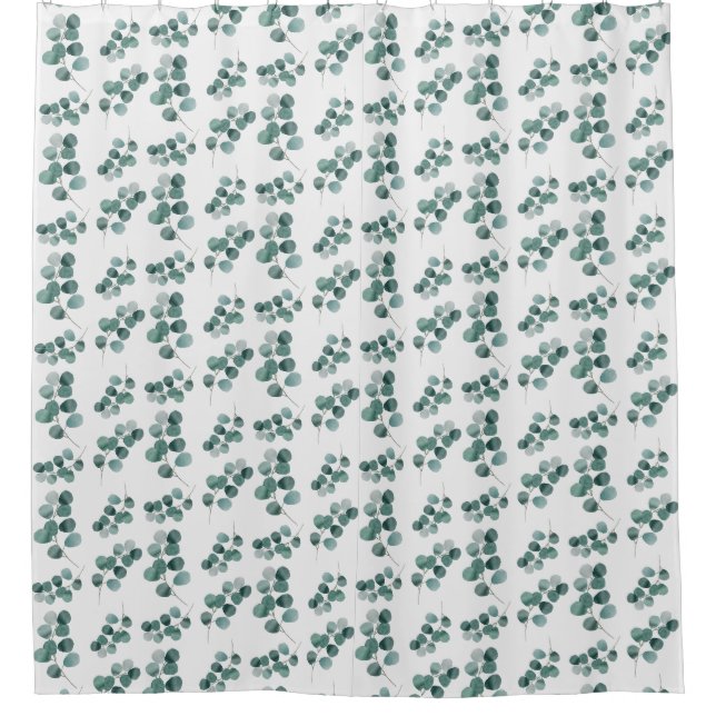 Cortina Para Box Folhas de eucalipto com aquarela elegante (Frente)