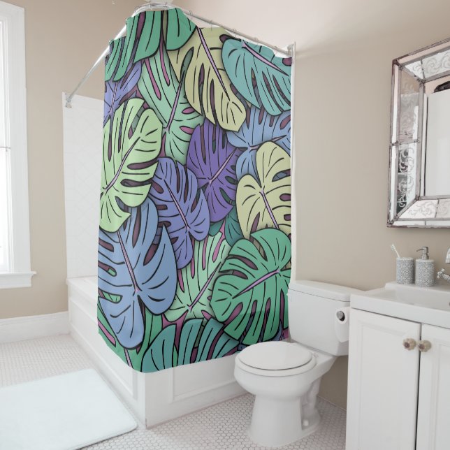 Cortina Para Box Folhas de Monstera #6 (In Situ)