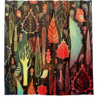 Cortina Para Box Folhas de outono: padrão sem costura escuro.