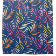 Folhas de Palmeira Tropical Coral Rosa Azul