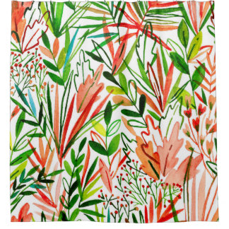 Cortina Para Box Folhas exóticas, flores, partes da floresta tropic
