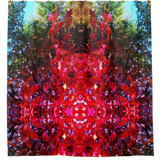 Cortina Para Box Folhas rosa-vermelha das árvores de outono (Frente)