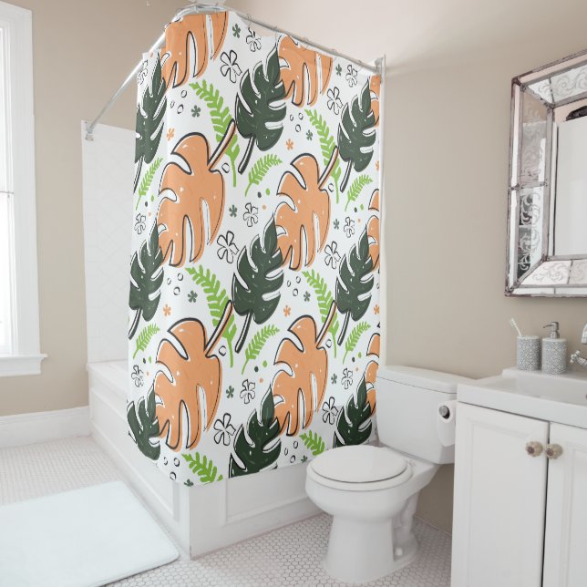 Cortina Para Box folhas tropicais (In Situ)