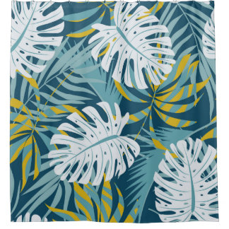 Cortina Para Box Folhas tropicais coloridas, padrão abstrato origin