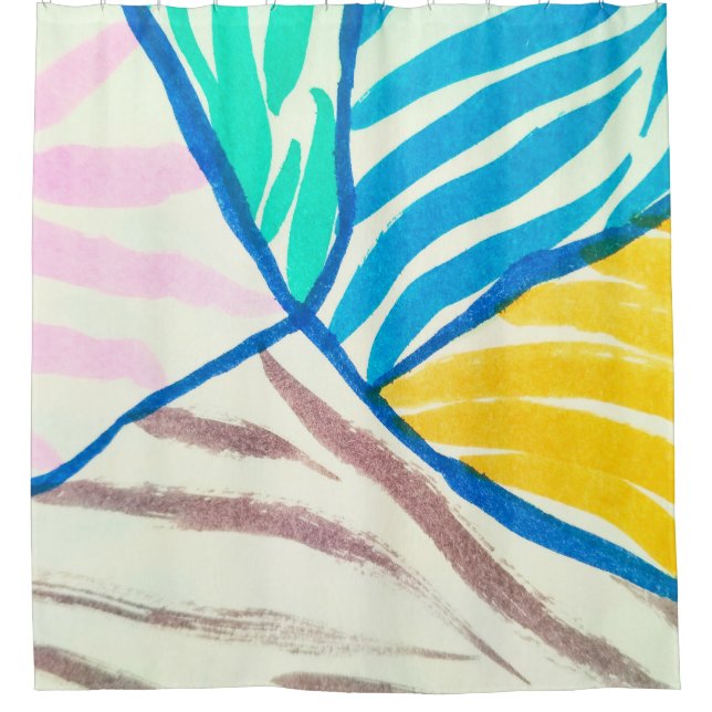 Cortina Para Box Folhas tropicais de Hibiscus ornamento hawaitiano  (Frente)