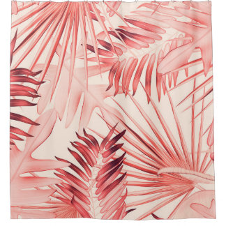 Cortina Para Box Folhas Tropicais de Palma, Padrão Na moda Havaiano