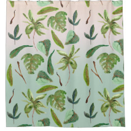 Cortina Para Box Folhas Verdes Tropical Gold