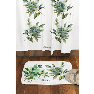 Cortina Para Box Foliage Verde Elegante Aquarela, personalizada