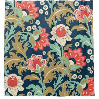 Cortina Para Box Folk Floral Colorido: Desenho Mão