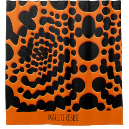 Cortina Para Box Forma Círculo Padrão Geométrico do Abstrato Laranj