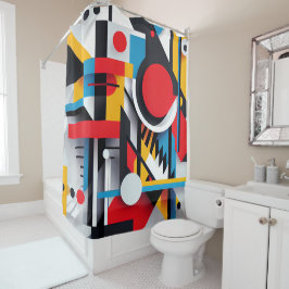 Cortina Para Box Formas Abstrato Geométricas Coloridas Modernas Bau