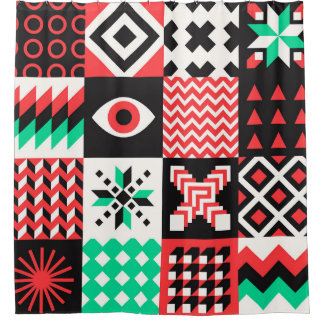 Cortina Para Box Formas de Bloco Vintage Fundo Abstrato.