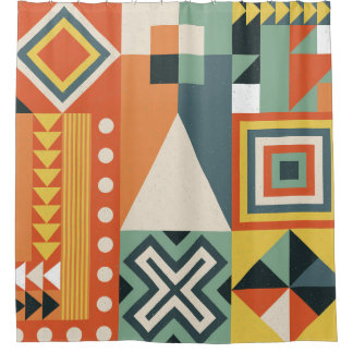 Cortina Para Box Formas geométricas, fundo simples plano.