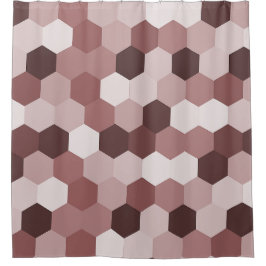 Cortina Para Box Formas Modernas de Geometria Hexagonal Castanho-av