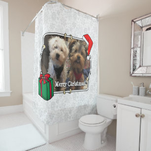 Cortina Para Box Foto personalizada Santa Hat Pet HO HO