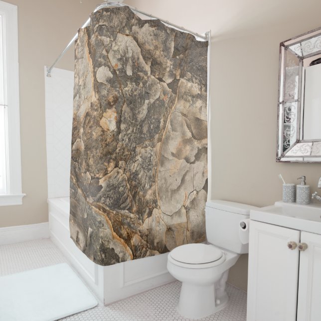 Cortina Para Box Fotografia natural de argila Abstrato marmoreada (In Situ)