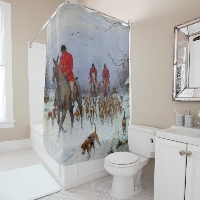 Cortina Para Box Fox Hunt Huntsmen e Hounds voltando para casa (In Situ)