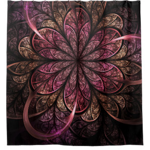 Cortina Para Box Fractal Bloom: Fusão rosa e Dourada
