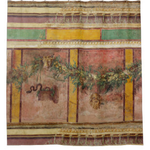 CORTINA PARA BOX FRESCO ROMANO ANTIGO, MÁSCARA DE SÁTIRA, GUIRLANDA
