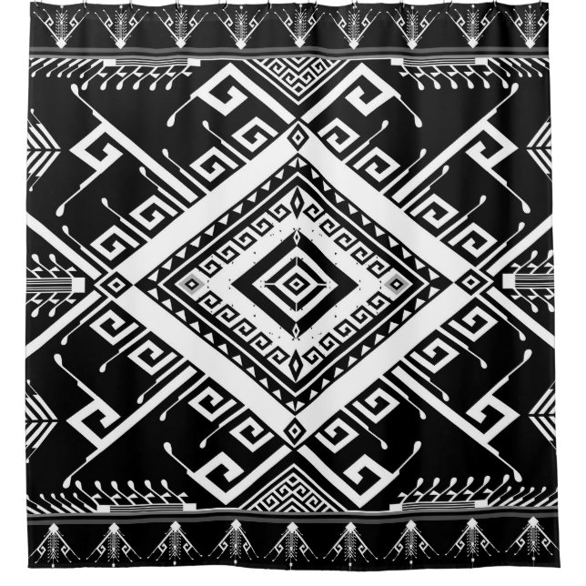 Cortina Para Box Fronteira étnica geométrica indiana, abstrato. (Frente)