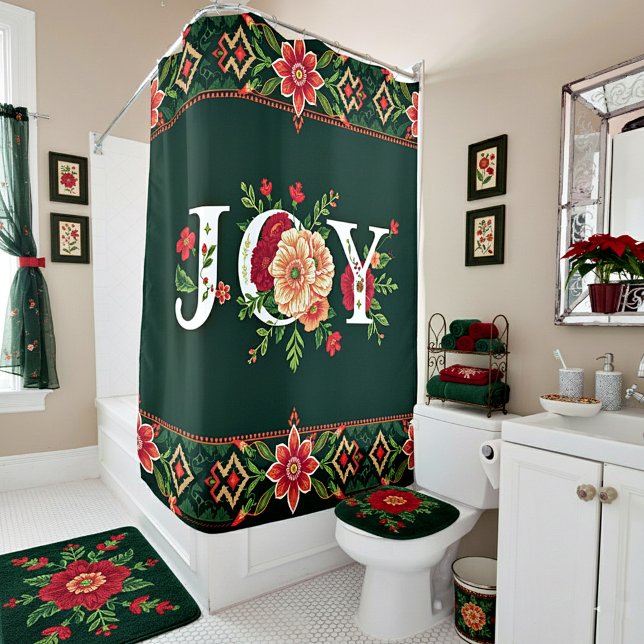 Cortina Para Box fronteira floral de natal JOY (Criador carregado)
