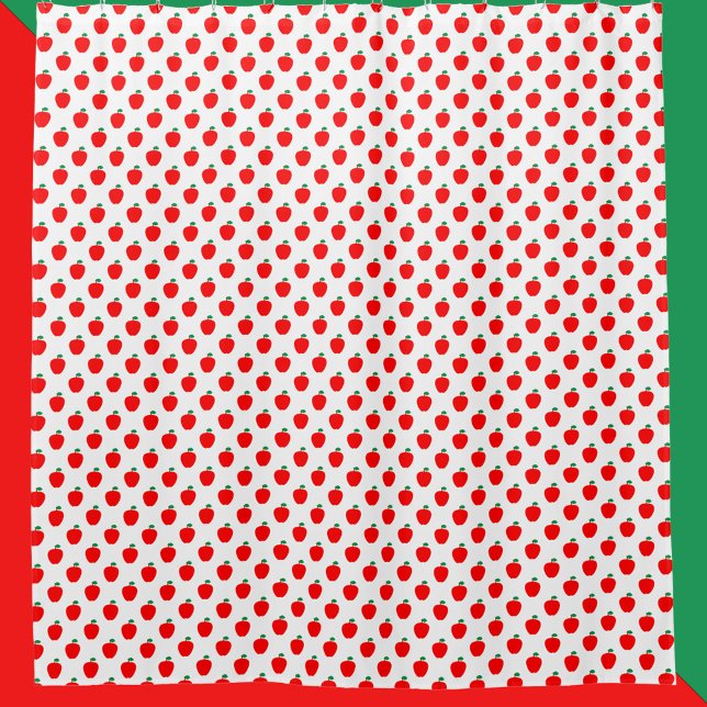 Cortina Para Box Fruta Vermelha de Padrão de Maçã (A shower curtain with a pattern of red apples.)