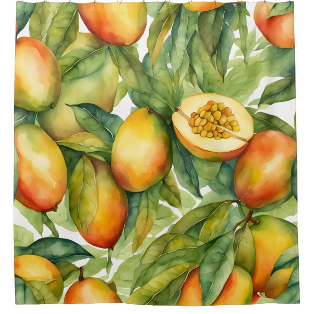 Cortina Para Box Frutas e Folhas de Manga  (Frente)