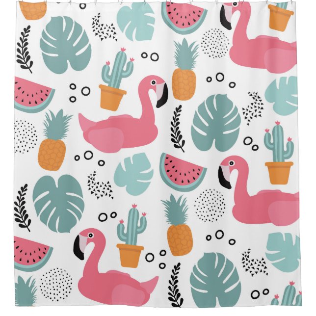 Cortina Para Box Frutas tropicais: padrão repetitivo. (Frente)