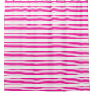 Cortina Para Box Fuchsia e padrão de cinco faixas brancas