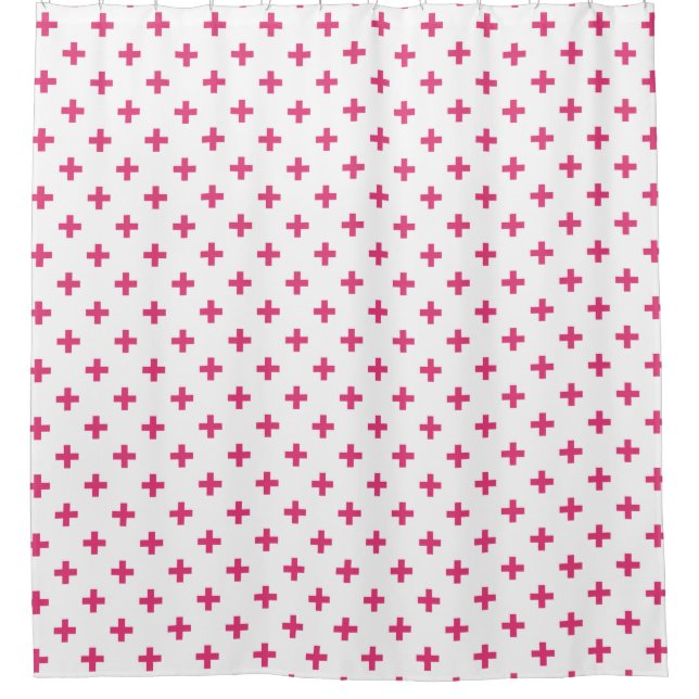 Cortina Para Box Fuchsia polka cruza em branco (Frente)