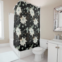 Fundo Botânico Floral Branco Clássico Preto