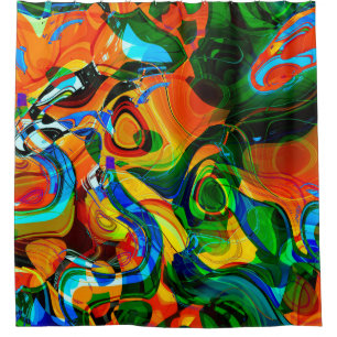 Cortina Para Box fundo colorido abstrato de arte vibrante, sem cost