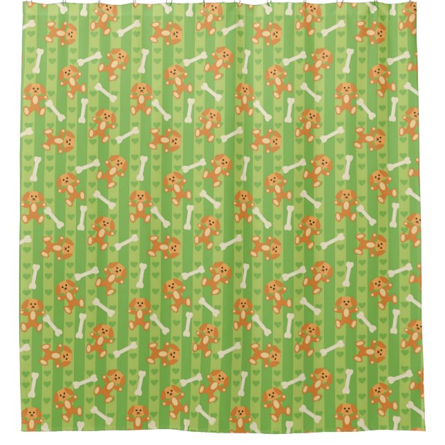 Cortina Para Box fundo com cães e ossos (Frente)