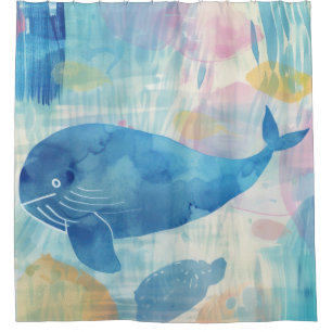 Cortina Para Box Fundo de baleia azul