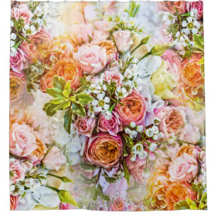 Cortina Para Box Fundo de flores de verão, buquês de flores