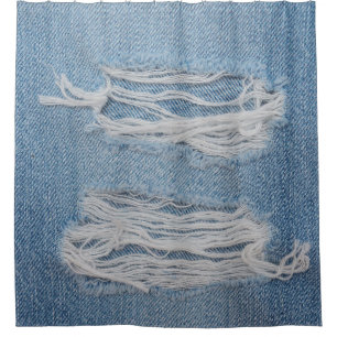 Cortina Para Box Fundo de textura de jeans de denim rasgado azul. N