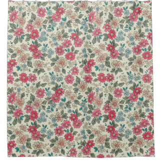Cortina Para Box Fundo floral ventiço. Padrão floral com sma