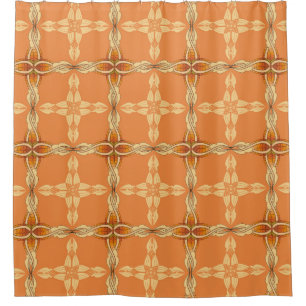 Cortina Para Box Fundo laranja com tribo abstrato repetido